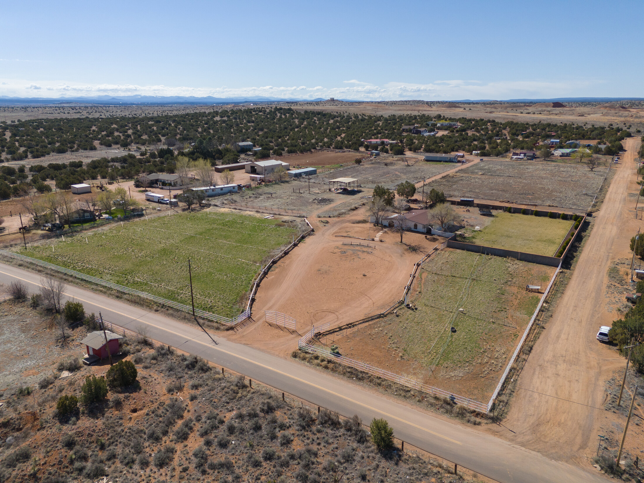Aerial view of fenced pastures at the Taylor homestead